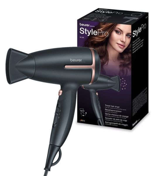 Beurer Travel Hair Dryer HC 25 Voltage Switch for Use World Wide | Compact