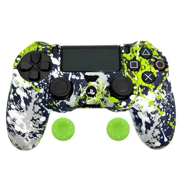 Silicone Cover &amp; Joystick Caps for PS4 Controller - Paint Splatter