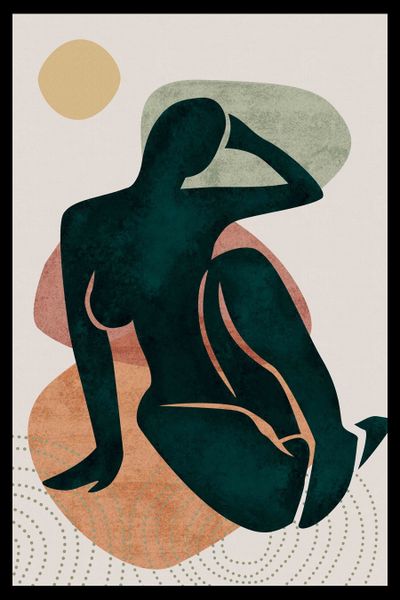 Matisse Style - Lady on Rocks Poster with Black Frame
