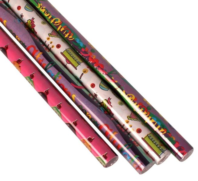 Bulk Pack x 4 Birthday Gift Wrap - 700mm x 2m