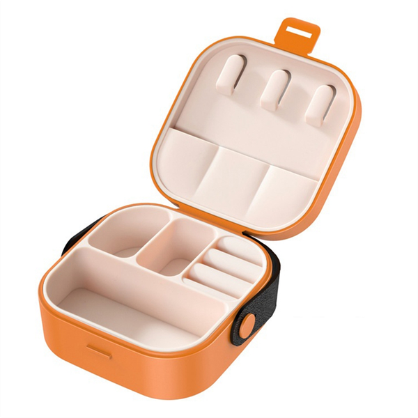Earring Jewelry Case with Handle Mini Jewelry Travel Case Orange