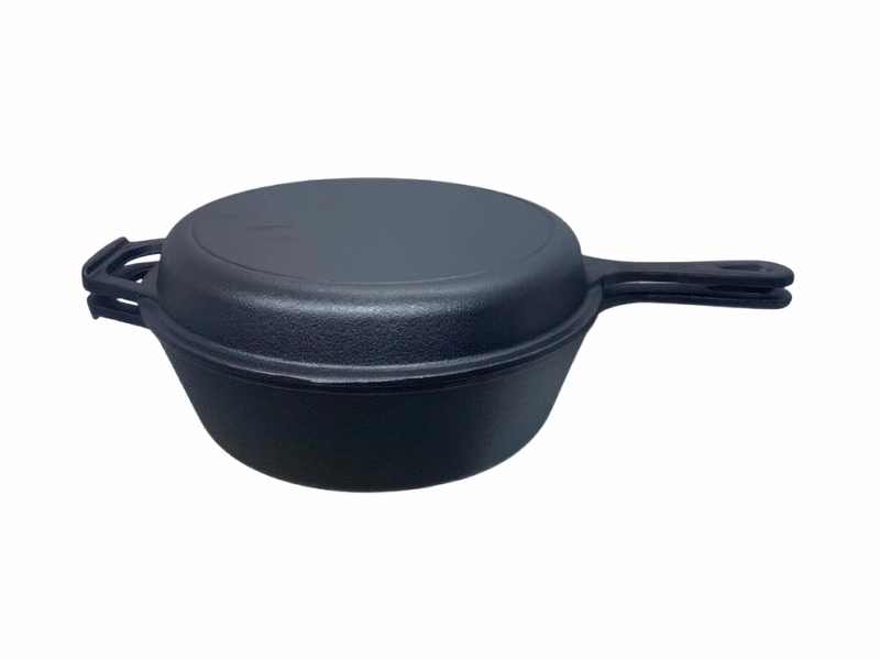 24cm Cast Iron Pot with Lid - Single Handle Casserole Dutch Oven