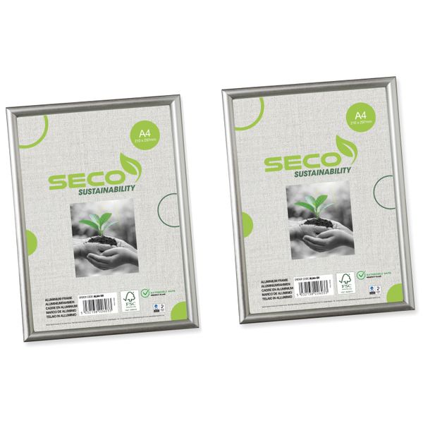 Seco Silver A4 Aluminium Picture Frame - Pack of 2