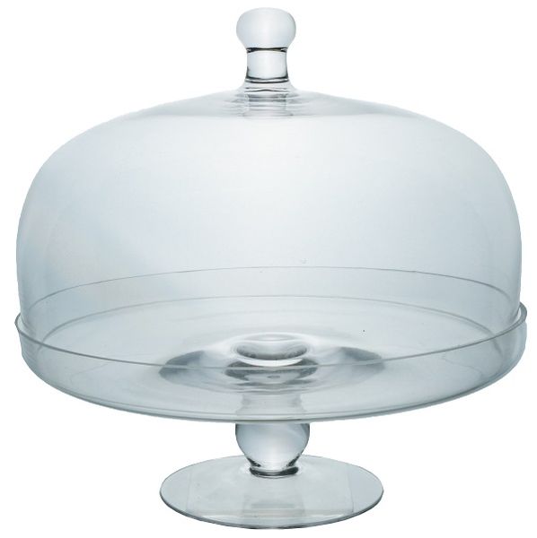 Cake Stand Glass Footed with Dome - 26 x 27cm