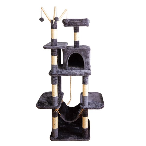 Luxury Multi-layer Cat Climbing Frame Cat Tree House Tower-MX14-154cmH-Grey