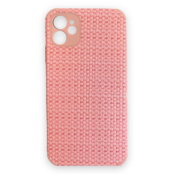 AMA iPhone 11 Silicone Protective Case Pink Woven Pattern