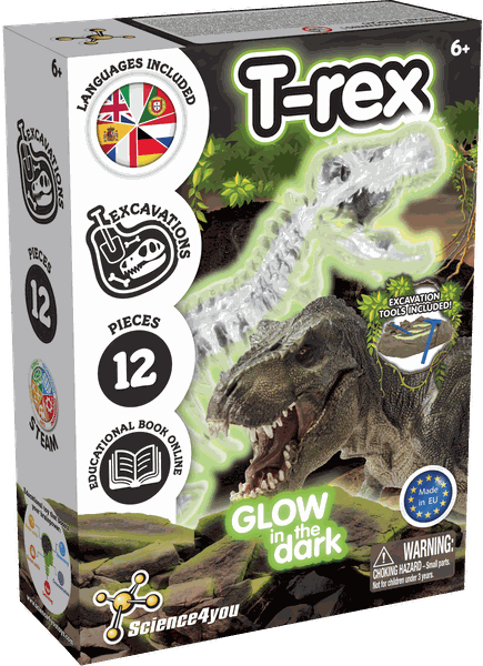 Science4you - T-Rex Fossil Dig Kit - Glow-in-the-Dark Fun, Ages 6+