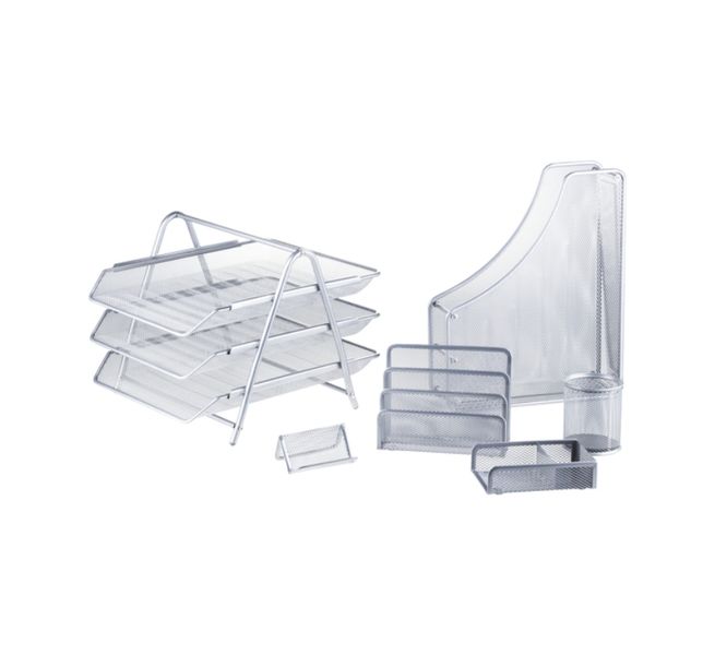 Wire Mesh Stationery Set - 6pcs - Silver