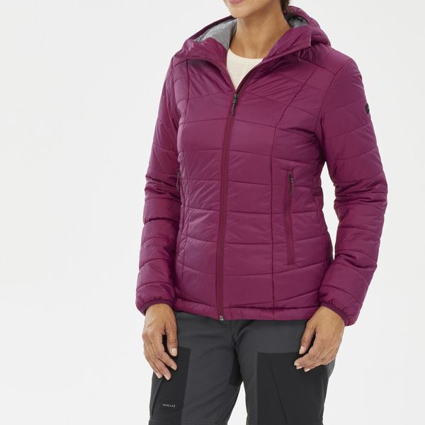 Forclaz Women's Mountain Trekking Padded Jacket With Hood - Mt100 -5 C - Purple