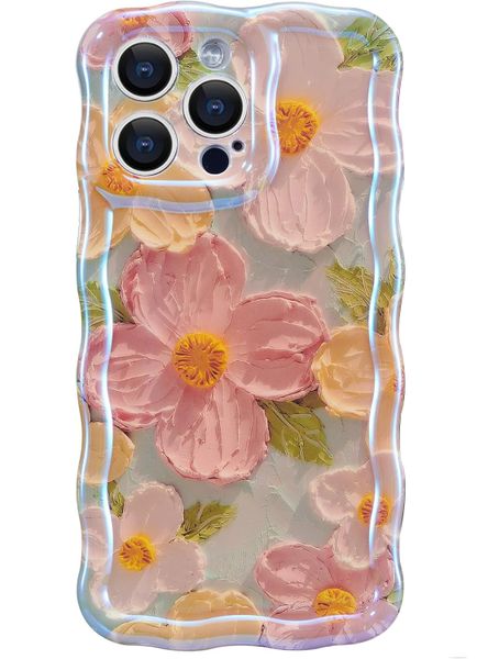Case Compatible with 16 Promax, Colorful Oil Printed Flower Glossy Pattern