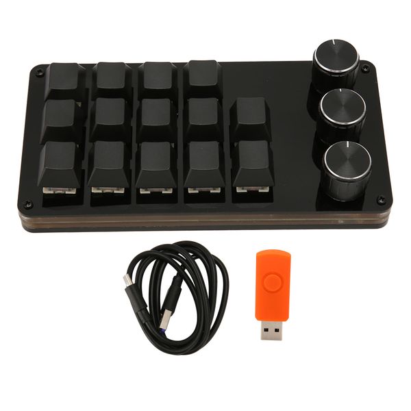 14 Key Programmable Pad 3 Knobs, Blue Switch, Gaming