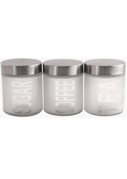 Frosted Glass Canisters, Clear, 3Pc