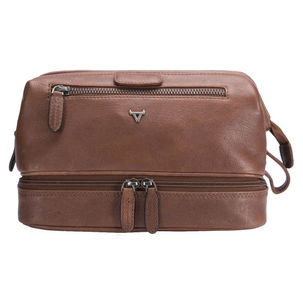 Brando Impala Genuine Leather Wash Bag Toiletry Bag - Copper Brown
