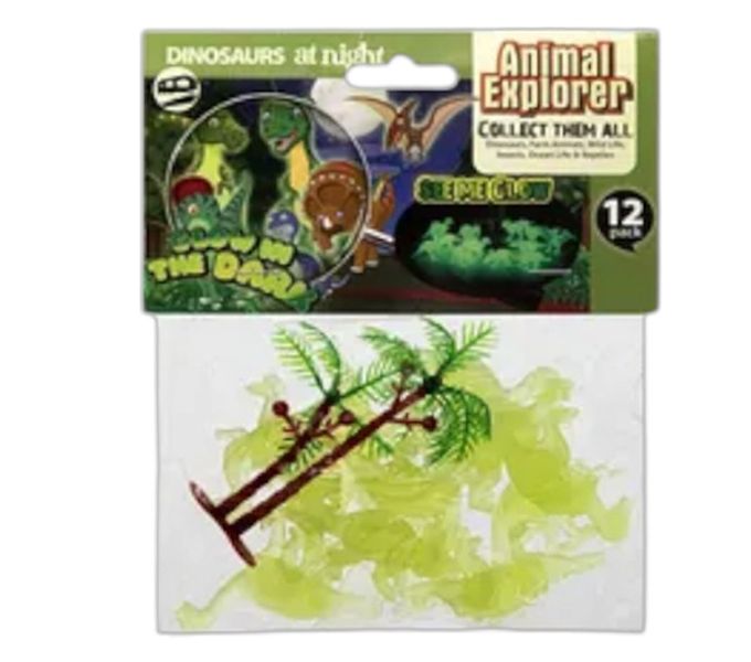 12 Piece Glow In The Dark Dinosaur Animals x 3