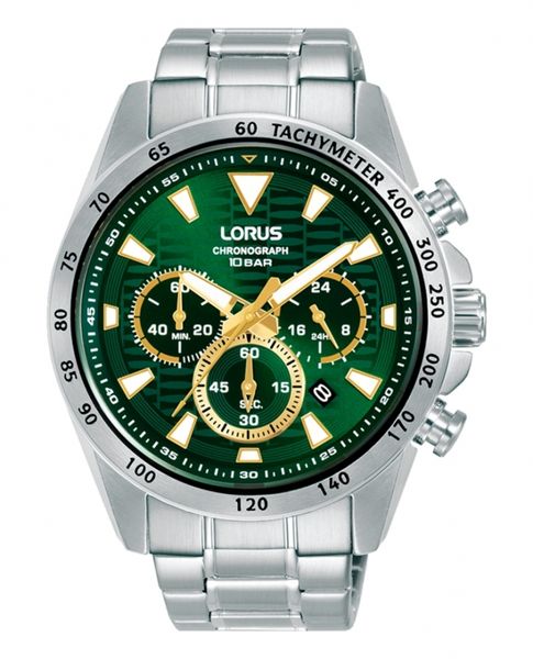 Lorus Men Silver, Green Metal Sport