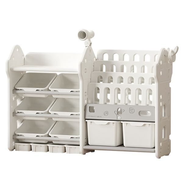 Chenshia 2-in-1 Kids Bookshelf Toy Storage Organizer with 12 Removable Bins