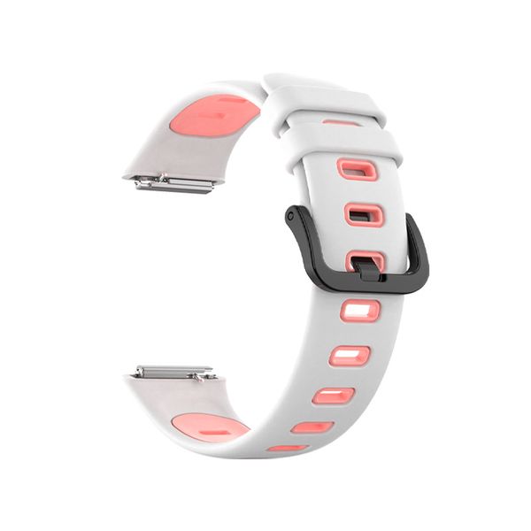 Silicone Sport Strap Compatible with Huawei Band 7-White &amp; Pink