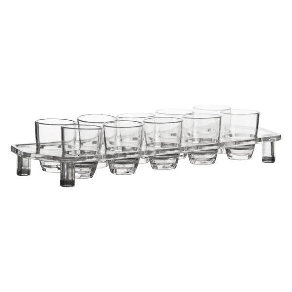 Bar Butler Clear Plastic Shot Glasses on Tray 10 Pack, 25ml (275x95x45mm)