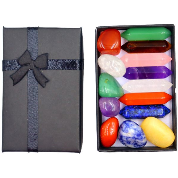 Home Crystal Healing Hexagonal Yoga Stones Decoration Ornament Kit 14 Pieces