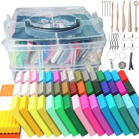 50 Colours Polymer Modelling Clay Kit with Storage Box & Craft Accessories Image