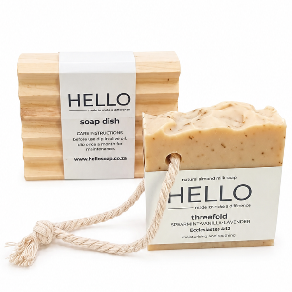 HELLO Natural Almond Milk Soap with Wooden Soap Dish