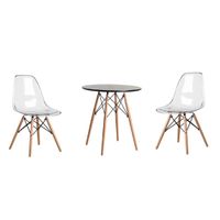 3 Piece Wooden Table and Clear Wooden Leg Chairs