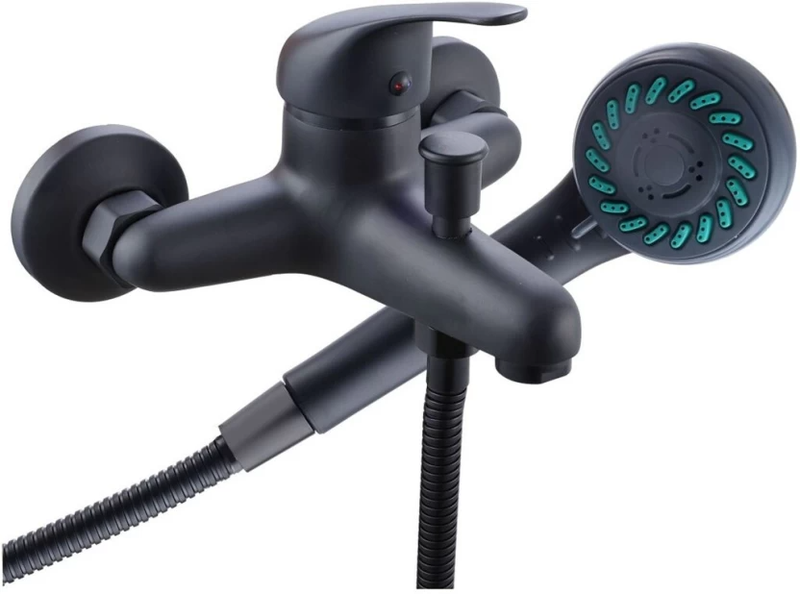 Matte Black Bath Mixer with Handheld Shower and Hose AY406-093