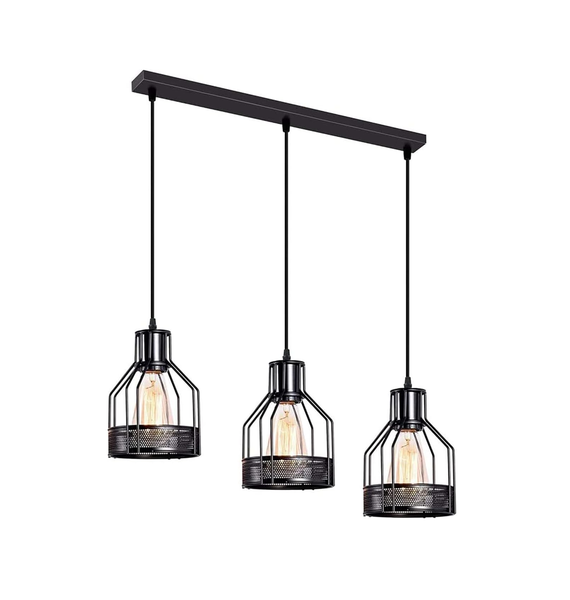 Hello Today 3-Light Vintage Industrial Cage Style Metal Pendant Lights