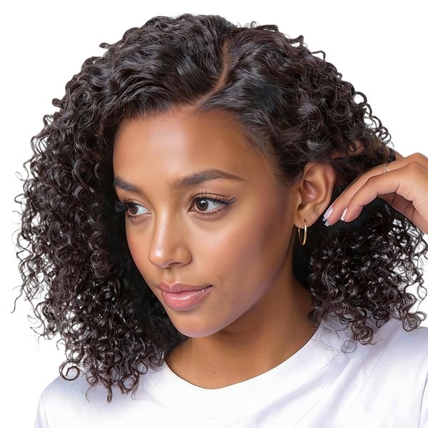 12In Water Wave Wig Full Frontal Wig Ear to Ear Bob Wig-Black In