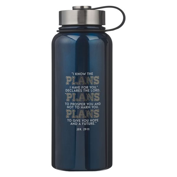 Water Bottle - I Know the Plans I Have for You, Stainless Steel, Blue