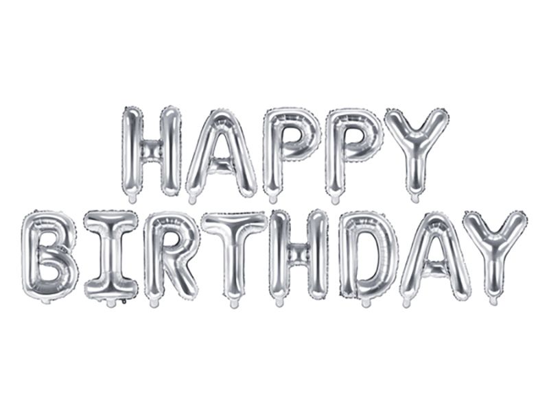 Foil Balloons Kit Happy Birthday Silver