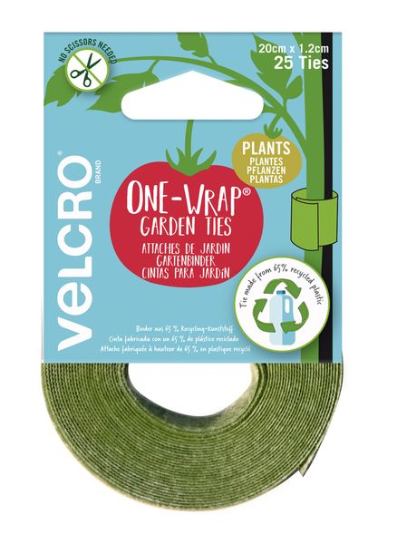 VELCRO® Brand ONE-WRAP® Plant Ties 1.2cm x 20cm x 25 Ties (5m Roll)