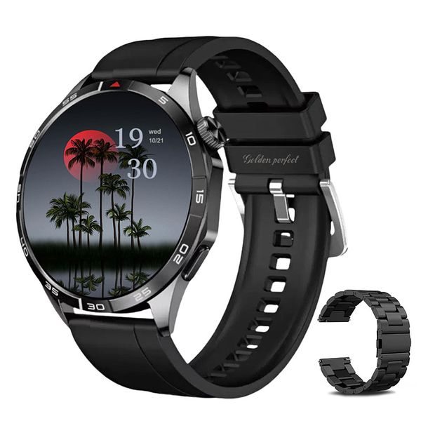 Men's Luxury Smartwatch Android &amp; iOS Compatible 1.43" Black Dual-Strap