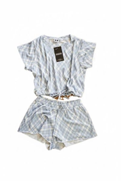 Cyd&amp;Clyd Women Blue Plaid Cotton Pyjamas Set