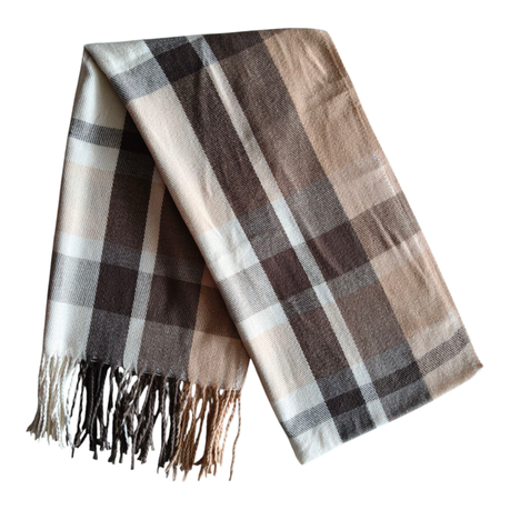 Scarf For Women & Men Unisex Checkered Scarf Cashmere - 200x50cm - Beige Image