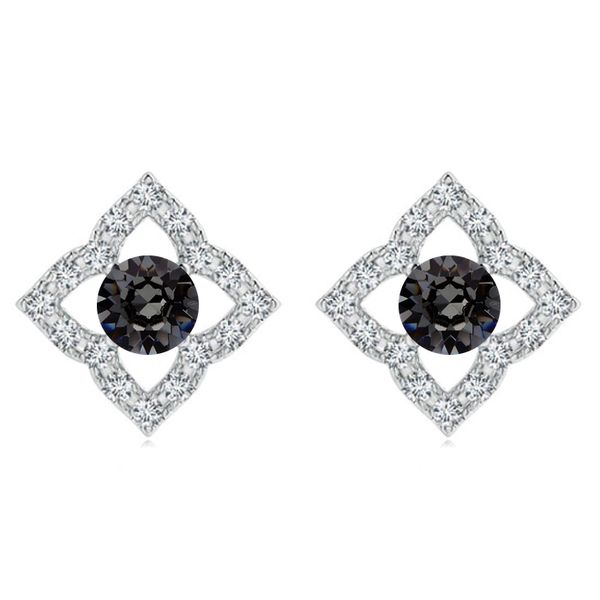 Stella Luna Clover Earrings- Swarovski Silver Night Crystal