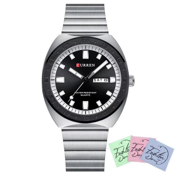 CURREN Formal Stainless Steel Strap Luxury Men's Watch - Silver Black/Blue