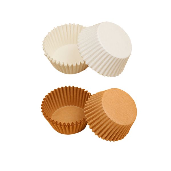 Disposable Grease-Proof Baking Cups - 100 Pack White and 100 Pack - Brown