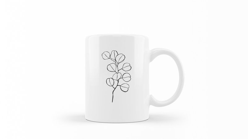 Designer Line Art Coffee Mug - Abstract Plant 1