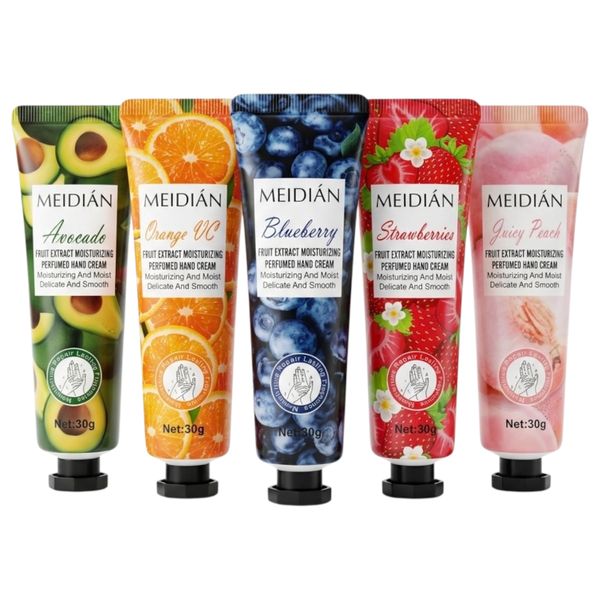 Set of 5 - Median Fruit Extract Moisturizin Perfumed Fragranced Hand Creams