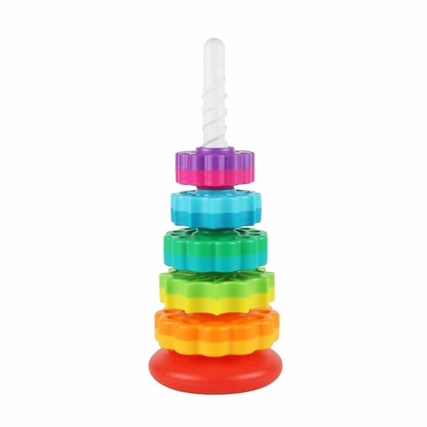 Spinning Stacking Toy,Spin Toys for Toddlers,Rainbow Spin Tower