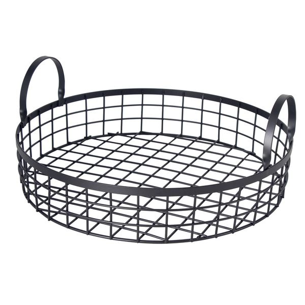 REGENT Kitchen Vintage Wire Tray with Handles Power Coated Black 36cm