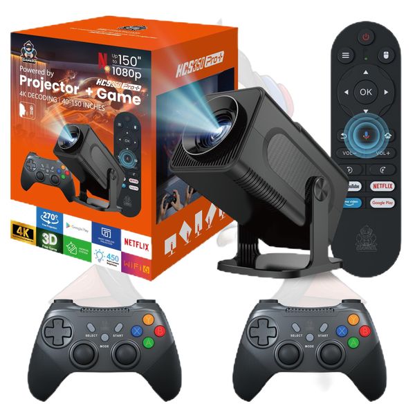 HCS350 PRO+ Andriod Gaming Projector with 2 Wireless Controllers &amp; Remote