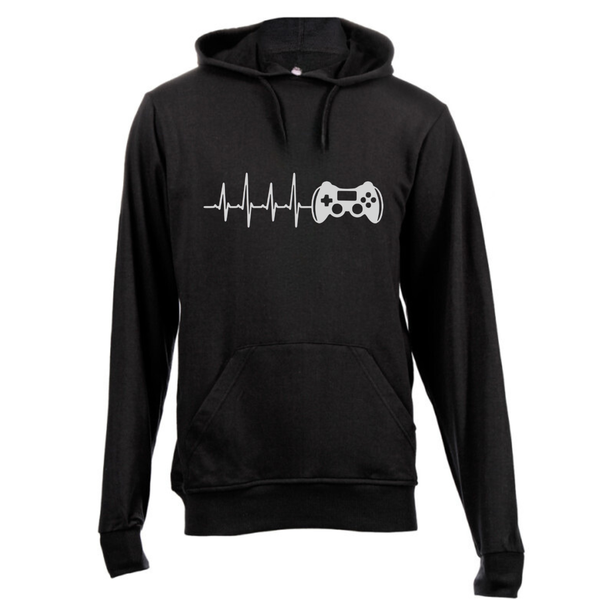Graphical CPT Black Cotton Fleece Round Hoodie - Playstation Cross White