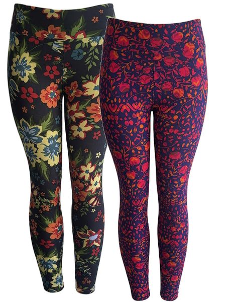LulaRoe Multi Floral Print Full Polyester Leggings - 2 Pack - S/M