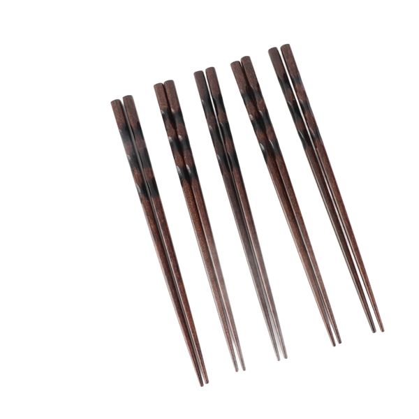 23cm Ironwood Chopsticks - Black Round Japanese Style - 5 Pairs