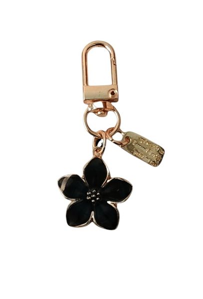 Cherry Blossom Keychain With Gold Clip &amp; Engraved Tag Accent