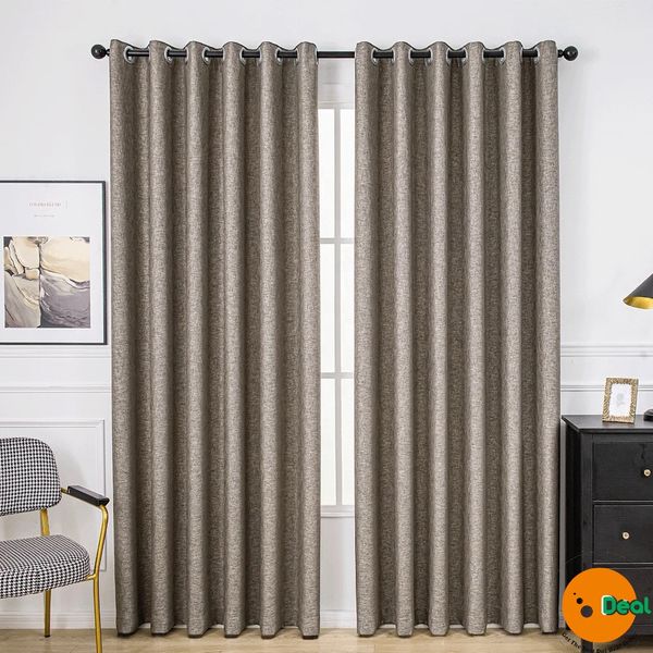 DOT Readymade 70% Linen Blackout Eyelet Curtain - Light Brown