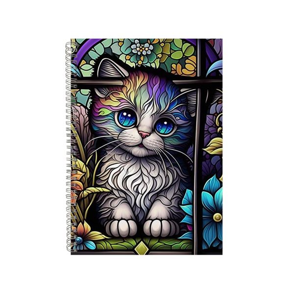 Cat Kitten Stained Glass Notebook Animal Gift Idea A4 Notepad Pad 89