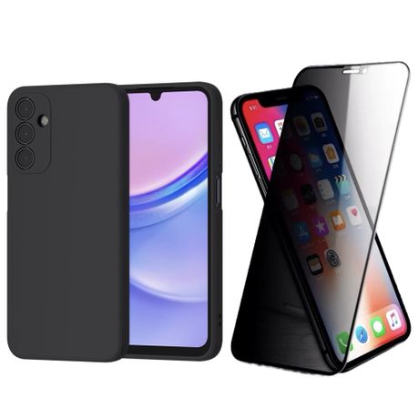 Silicone Cover & Privacy Glass Compatible with Samsung Galaxy A36-Black Image